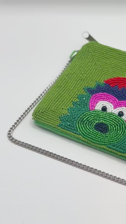Philadelphia Mascot Beaded Coin Purse: Handmade Game Day Bag