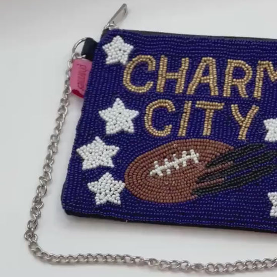 Baltimore Football Beaded Coin Purse | Stadium Approved Game Day Pouch